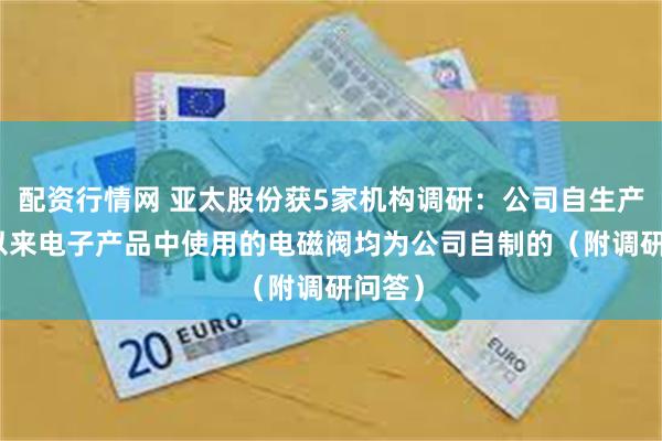 配资行情网 亚太股份获5家机构调研：公司自生产ABS以来电子产品中使用的电磁阀均为公司自制的（附调研问答）