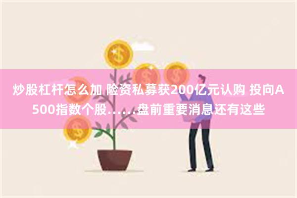 炒股杠杆怎么加 险资私募获200亿元认购 投向A500指数个股……盘前重要消息还有这些